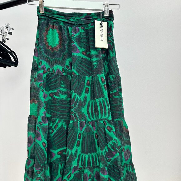 ba&sh Green Patterned Midi Skirt - Picture 2 of 3